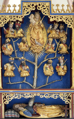 The Tree of Jesse, altar in chapel Amorsbrunn in Amorbach, Forest of Odes Bavaria, Germany 