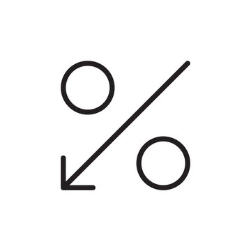 Percent decrease arrow vector icon. GDP market business profit percent arrow down