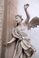 Angel statue in Amorbach Benedictine monastery church in the district of Miltenberg in Lower Franconia in Bavaria, Germany 