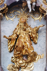 Statue of Saint in Amorbach Benedictine monastery church in the district of Miltenberg in Lower Franconia in Bavaria, Germany 