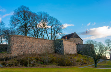 Fototapeta na wymiar Gamle Fredrikstad Kongsten fort, gród królewski, zamek, pałac, forteca Norge Norway Norwegia 