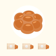 Bread vector flat illustration. Healthy bread in paper bag isolated on background. Traditional food sign symbol.