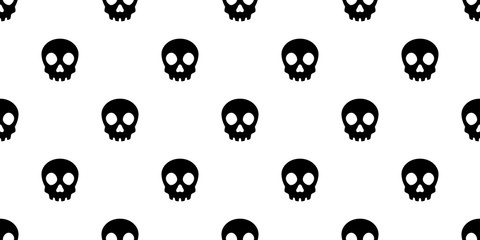 Naklejka na ściany i meble Skull Crossbones seamless pattern vector Halloween pirate bone ghost scarf isolated tile background repeat wallpaper cartoon illustration doodle