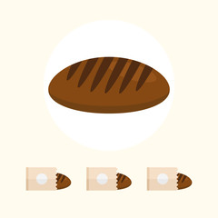 Bread vector flat illustration. Healthy bread in paper bag isolated on background. Traditional food sign symbol.