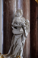 Saint Anne statue on the main altar in Amorbach Benedictine monastery church in Lower Franconia, Bavaria, Germany 