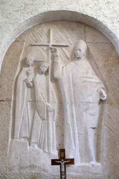 Saints Kilian, Kolonat und Totnan, altar in Munsterschwarzach Abbey, Benedictine monastery, Germany
