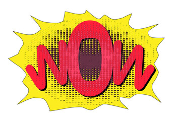 Wow, surprise, awe message comic text sound effects pop art style.Comics book colored background template. - Vector,vector illustration