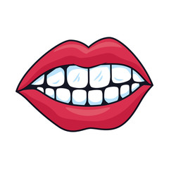 female mouth isolated icon