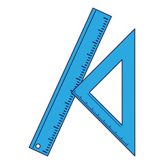 School utensils and supplies blue lines