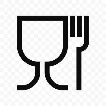 Food Grade Vector Icon. Food Safe Material Wine Glass And Fork Symbol