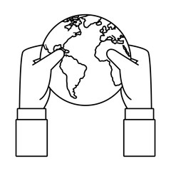 hands lifting world planet earth