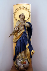 Obraz premium Virgin Mary, statue in the Chapel of St. Francis in Ellwangen, Germany 