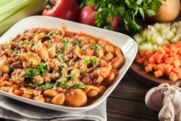 Pasta e fagioli - pasta with beans and parmesan
