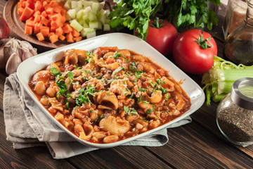 Pasta e fagioli - pasta with beans and parmesan