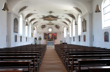 Church of Our Lady of Sorrows in front of church in Rosenberg, Germany 