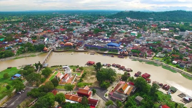 Bird's Eye View of Uthai Thani Province with Sakae Krang river, Thailand. 4