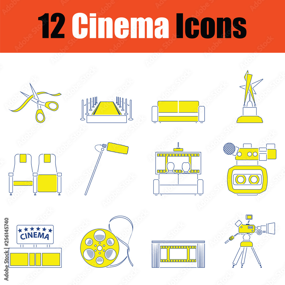 Poster cinema icon set