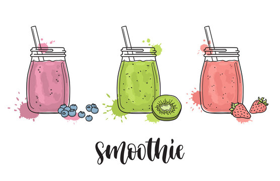 Smoothies with fruit and berries
