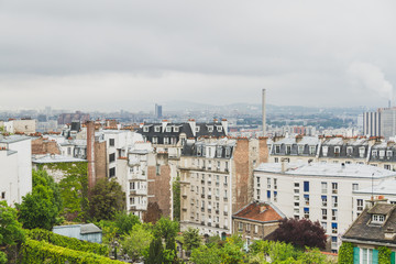 Fototapeta na wymiar Streets and buildings in Montmartre in Paris, France