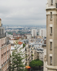 Streets and buildings in Montmartre in Paris, France