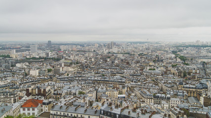 Buildings and skyline of Paris, France, viewed from top of the Sacre-coeur in Montmartre