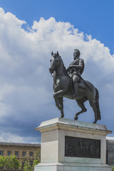Fototapeta na wymiar Equestrian statue of Henry IV near Pont Neuf in Paris, France