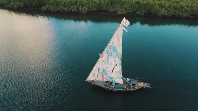 Dhow boat sailing in Lamu Kenya