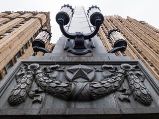 Lanterns on the decorative column of Ministry of Foreign Affairs building.