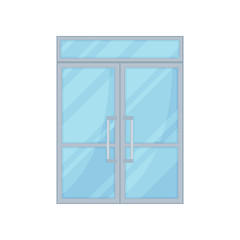 Glass door on white background. Vector illustration.