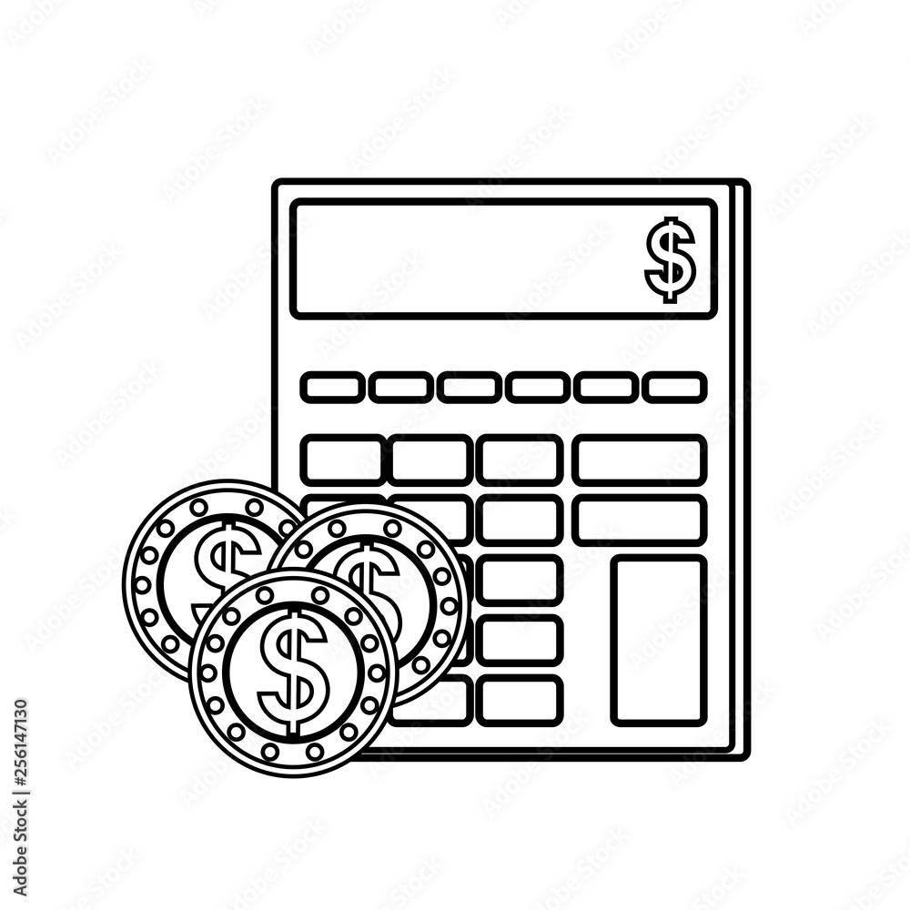 Poster calculator math with coins