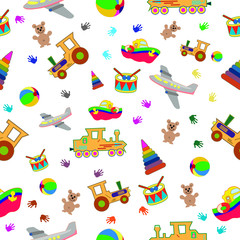 Seamless wallpaper pattern for children toys. For wallpaper, wrapping paper and textiles.