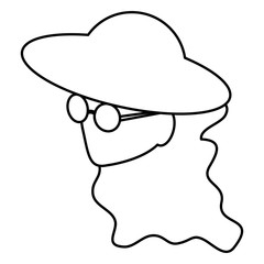 musician classic head with hat and sunglasses