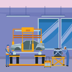 car service manufacturing cartoon