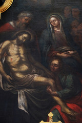 Deposition Christ from the Cross, altarpiece in the Church of Saint Bartholomew in Leutershausen, Germany 