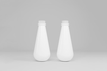Plastic milk, yogurt, drink, shampoo Bottle with lid on white background. 3D rendering