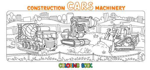 Funny constuction cars and truck Coloring book set