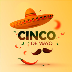 Beautiful vector illustration with design for Mexican holiday 5 may Cinco De Mayo. Vector template. Illustration