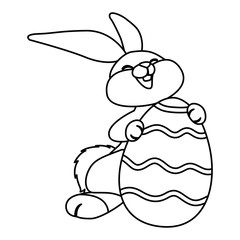 cute rabbit easter with egg painted