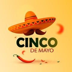 Beautiful vector illustration with design for Mexican holiday 5 may Cinco De Mayo. Vector template. Illustration