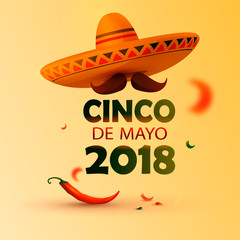 Beautiful vector illustration with design for Mexican holiday 5 may Cinco De Mayo. Vector template. Illustration