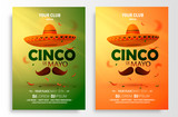 Cinco De Mayo poster design. Marketing, advertising or invitation template with copy space for your holiday celebration at a bar, restaurant, nightclub or other venue. Vector illustration