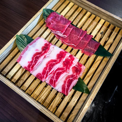 Beef that has been processed to be convenient for shabu