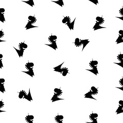 Seamless pattern with dinosaurs shadow. Animal white background with dino. Vector illustration.