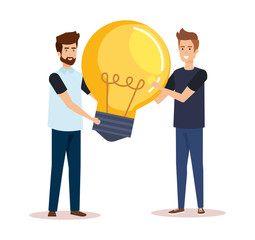 couple men with bulb characters