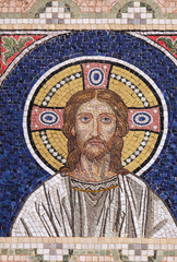 Jesus Christ, mosaic on house facade in Zagreb, Croatia