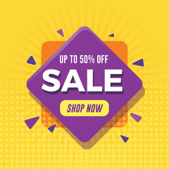 Modern sale banner with yellow background