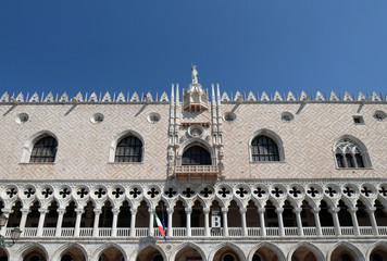 Fototapeta premium Doge`s Palace on Piazza San Marco, facade, Venice, Italy. The palace was the residence of the Doge of Venice, UNESCO World Heritage Sites.