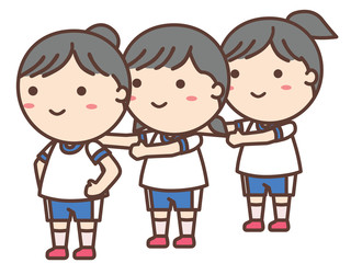 前ならえをする体操着の女の子