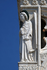 Archangel Michael with sword, detail of the Doge Palace, St. Mark Square, Venice, Italy, UNESCO World Heritage Sites 
