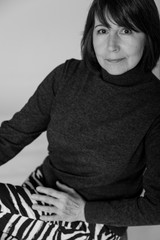 Non-standard monochrome view. Portrait old woman with mysterious smile